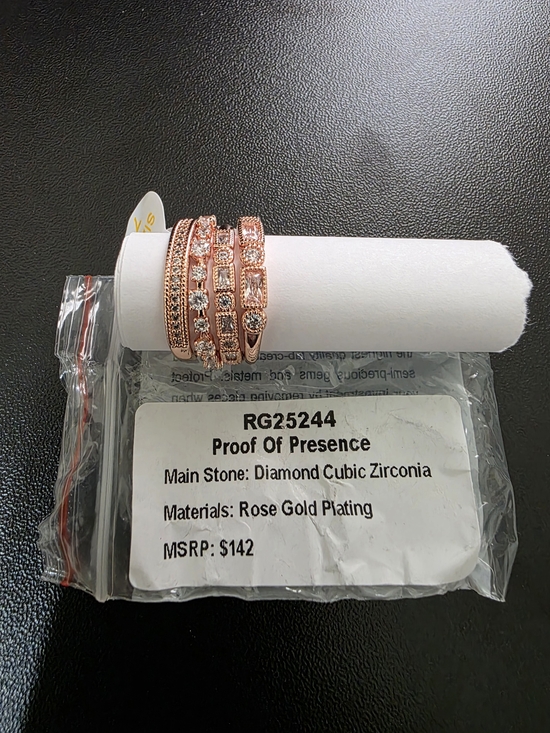 Bomb Party Jewelry - Ring Bomb Party Rose Gold Plated CZ Band Ring Round Simulated Size 7 RG25244